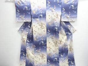 未使用品　仕立て上がり　枝垂れ花に御所車模様小紋着物